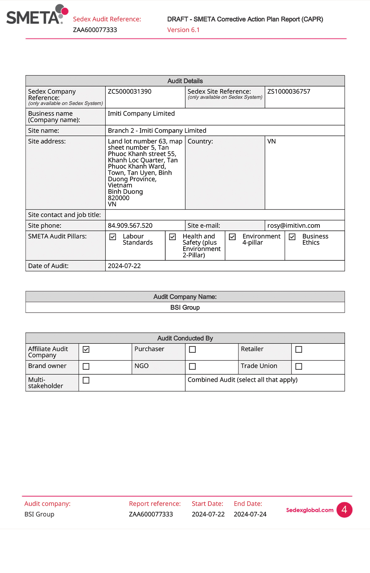 Workflow manufacturing IMITI