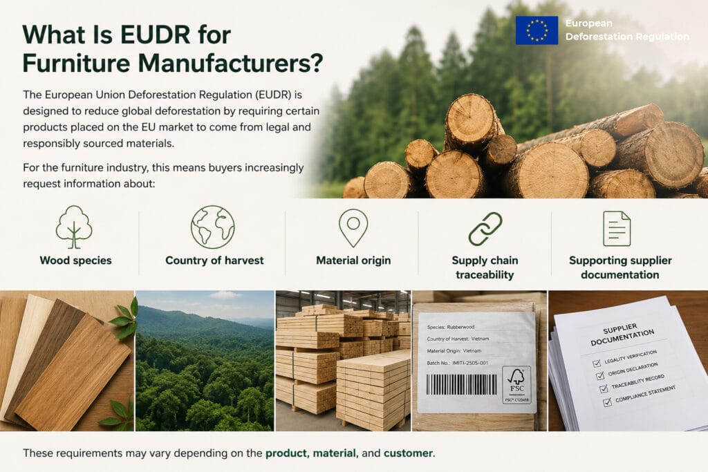 Wood materials prepared for furniture manufacturing with traceability