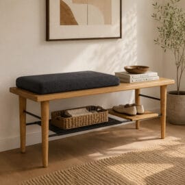 Oak Wood Storage Bench | Wood Furniture Manufacturer Vietnam