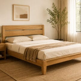 Rubberwood Japanese joinery Bed Vietnam Factory